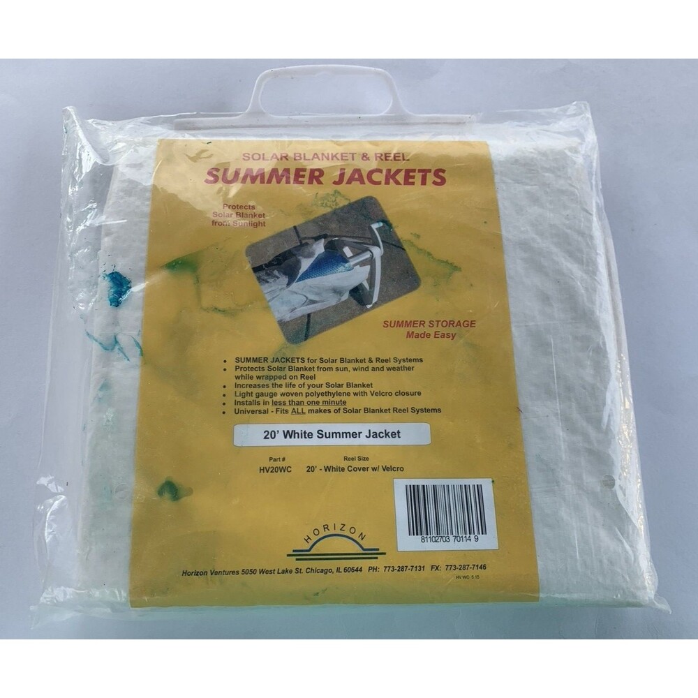 Pool Solar Blanket Reel Cover 20 FT HV20WC White Summer Jacket